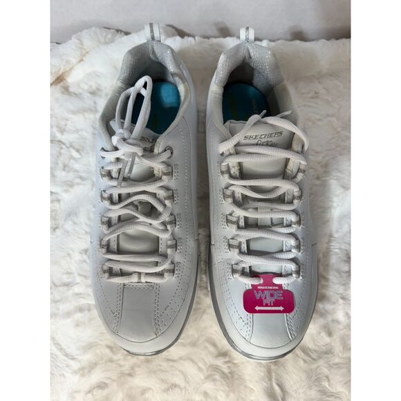 Skechers White Leather Upper Elite with Memory Foam Size 8.5 wide fit - Picture 6 of 10